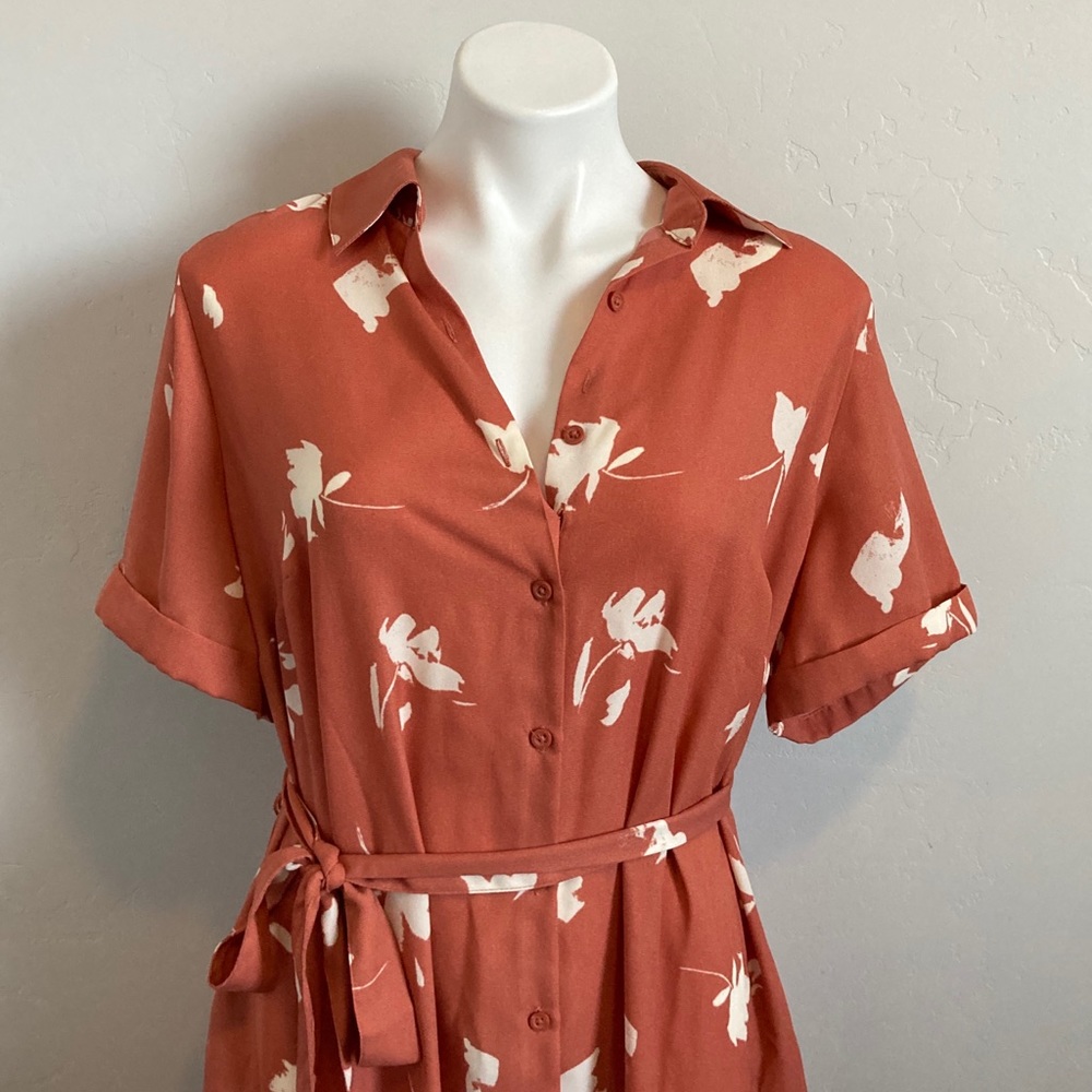 Coral Button Up Dress [Ava & Viv]